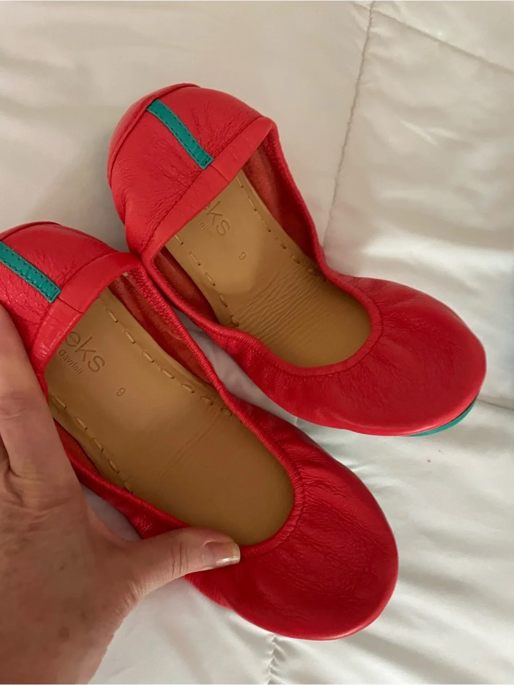 Limited Edition Poppy Tieks Leather Ballet Flats Size 9